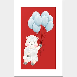 Sheep Balloon Flying Posters and Art